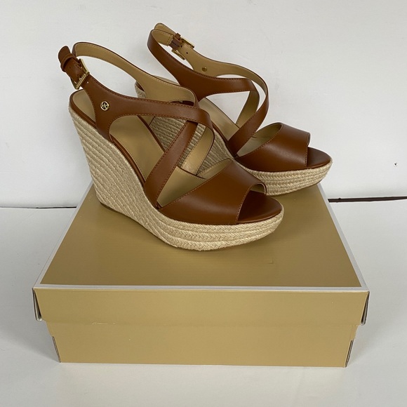 MICHAEL KORS Martyna Brown Leather Wedge size 9.5 - Picture 5 of 13
